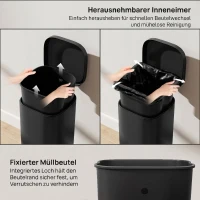 HOMCOM 30 L kosz na śmieci do kuchni, pedałowy z pokrywą, Soft-Close i funkcja utrzymania otwarcia, do kuchni i domu(m-6)