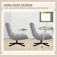 HOMCOM Draaistoel Lounge met Brede Zitting, Waterafstotende Chenille, Kruisvormige Stalen Poten, Grijs(m-6)