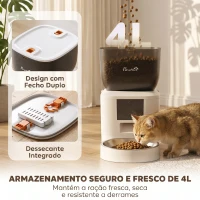 PawHut Alimentador Automático 4L com WiFi 2.4G para Gatos e Cães com Aplicação Tuya e Gravação de Voz de 10s(m-6)