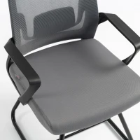 HOMCOM Desk Chair No Wheels, Office Chair with Mesh Back, Lumbar Support, Metal Base for Waiting Room, Conference Room, Dark Grey(m-10)