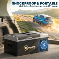 Outsunny 16L Portable Car Fridge, -20℃ to 10℃ Adjustable Temperature - Black/Grey(m-7)