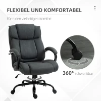 Vinsetto Bureaustoel, Ergonomische Bureaustoel, Draaisteel met Gevoerde Armleuningen, tot 220 kg belastbaar, Grijs(m-7)