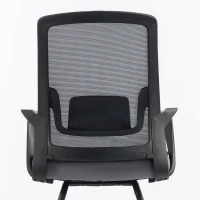 HOMCOM Desk Chair No Wheels, Office Chair with Mesh Back, Lumbar Support, Metal Base for Waiting Room, Conference Room, Dark Grey(m-12)
