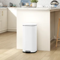 HOMCOM 30 L kosz na śmieci kuchenny na pedał z pokrywą, funkcja Soft-Close i utrzymania otwartej pozycji do kuchni, domu(m-2)