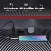 HOMCOM L-vormig computertafel met stopcontacten, 128 cm hoekbureau met monitorstandaard, hoofdtelefoonhaak & bekerhouder(m-5)