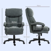 HOMCOM Grote hoge bureaustoel, 200 kg draagvermogen, robuuste constructie, zachte bekleding, grijs(m-3)