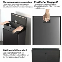 HOMCOM Keukenprullenbak 45 L Pedaalemmer met Soft-Close deksel, uitneembare binnenemmer(m-6)