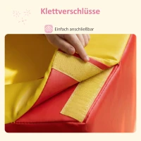 HOMCOM Schaumstoff Bausteine 6-tlg. Softbausteine Modulare Kinder Bausteinset mit Kunstleder-Optik für Kinder 1-3 Jahre Bunt(m-8)