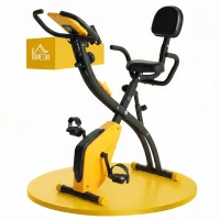 HOMCOM Cyclette Pieghevole con Resistenza Magnetica 8 Livelli, Sensore di Frequenza Cardiaca, Volano 2.5kg, Giallo(m-1)