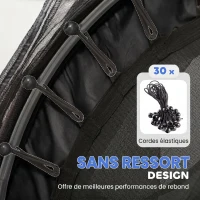 HOMCOM Trampoline Enfant Ø 1,63 × 1,9H m Filet de sécurité Porte zipée Couvre-Ressorts 6 poteaux rembourrés Inclus Noir(m-4)