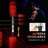 HOMCOM Sacco Boxe da Terra 4 in 1 con 2 Speedball, Barra Girevole e Sacco, Altezza Regolabile da 160-230cm, Rosso(m-5)