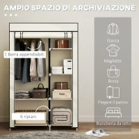 HOMCOM Armadio Portatile Armadio Guardaroba Salvaspazio, 103x43x162.5cm, Crema(m-4)