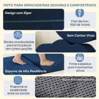 AIYAPLAY Conjunto de 7 Blocos de Espuma para Crianças com Base Antiderrapante 0,5-3 Anos Azul Escuro(m-5)