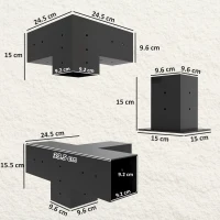 Outsunny 12PCS Pergola Kit, Pergola Brackets with 3-Way & 4-Way Corner Brackets for 9.6 x 9.6 cm (Actual 9.2 x 9.2 cm) Lumber(m-3)