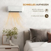 HOMCOM Wandverwarming 2000W keramische wandkachel met ventilator, 2 vermogensstanden, LED-display, thermostaat, wit(m-4)