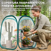 Outsunny Mini Serra Pop Up con Copertura in Plastica, Finestra Avvolgibile e Borsa, 70x70x80 cm, Trasparente(m-5)