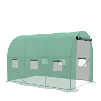 Outsunny Sprinkler System Polytunnel Greenhouse, 3 x 2m, Green(m-1)