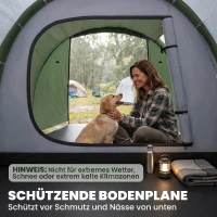 Outsunny Tent voor 3-4 personen 190T tunneltent kampeertent glasvezel donkergroen(m-7)