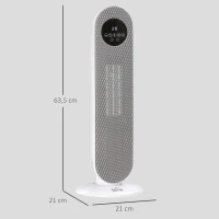 HOMCOM Verwarmingsventilator 2000W, PTC keramische elektrische verwarming met afstandsbediening, oscillatie, 12-uurs timer(m-3)