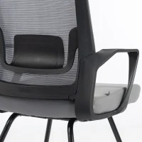 HOMCOM Desk Chair No Wheels, Office Chair with Mesh Back, Lumbar Support, Metal Base for Waiting Room, Conference Room, Dark Grey(m-11)
