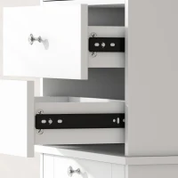 HOMCOM Armario de Baño Alto de 171 cm Armario de Baño Estrecho con Cesta de Ropa Extraíble 2 Cajones Blanco(m-8)