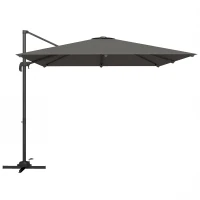 Outsunny Ombrellone a Sbalzo Inclinabile 3x3 m con Base a Croce e Manovella, in Poliestere Grigio Scuro(m-1)