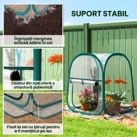 Outsunny Mini Seră Pop-Up cu Acoperire din Plastic, Fereastră Rulabilă și Geantă, 70x70x80 cm, Transparentă(m-6)