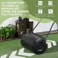 DURHAND Rouleau à gazon, rouleau de jardin, remplissable avec 38 L d'eau ou de sable, 60 x 32 x 105 cm, noir(m-5)