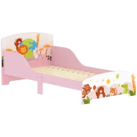 AIYAPLAY Lit Enfant 70x140 cm motif animal 140 x 70 cm avec sommier à lattes en bois design bas sécurisé rose(m-1)