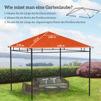 Outsunny Ersatzdach für Gartenpavillon, Polyester, 2,98 x 2,98 m, Orange(m-3)