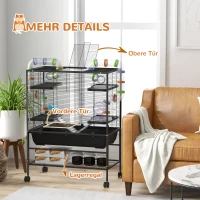 PawHut Hamsterkooi met Buizen, Looprad, Huisje, Waterdispenser, 120 x 82 x 46 cm, Zwart(m-8)