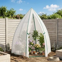 Outsunny Mini Kas Overwintertent met Roldeur Wit 160x138x180cm(m-2)