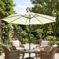 Outsunny Umbrelă de grădină înclinabilă cu 8 spițe și manivelă, din metal și poliester, Ø295x250 cm, bej(m-10)