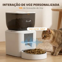 PawHut Alimentador Automático 4L com WiFi 2.4G para Gatos e Cães com Aplicação Tuya e Gravação de Voz de 10s(m-5)