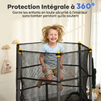 HOMCOM Trampoline Enfant Ø 1,63 × 1,9H m Filet de sécurité Porte zipée Couvre-Ressorts 6 poteaux rembourrés Inclus Noir(m-6)