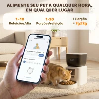 PawHut Alimentador Automático 4L com WiFi 2.4G para Gatos e Cães com Aplicação Tuya e Gravação de Voz de 10s(m-4)