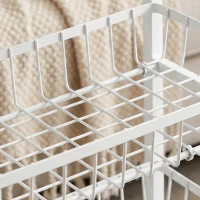 HOMCOM Carrito Auxiliar con Ruedas 4 Cestas Extraíbles Carga 15 kg Marco Metálico para Comedor Baño 40x24x82 cm Blanco(m-11)
