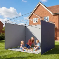 Outsunny 3-teiliges Set Seitenteile mit Reißverschluss für 3 x 3 m Pavillon, Dunkelblau(m-10)