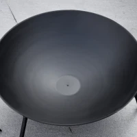 Outsunny Outdoor Fire Pit, Portable Round Firepit with Poker, for Garden, Camping, Bonfire, Picnic, Dia. 47 x 21 cm, Black(m-7)