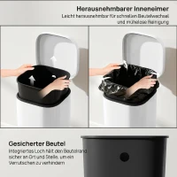 HOMCOM 30 L kosz na śmieci kuchenny na pedał z pokrywą, funkcja Soft-Close i utrzymania otwartej pozycji do kuchni, domu(m-6)