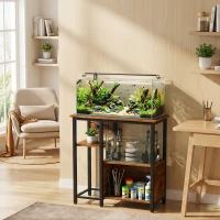 PawHut Fish Tank Stand with Power Outlets Aquarium Stand with Cabinet 20-29 Gallon Tanks Tiger Wood Grain(m-9)