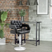 HOMCOM Barhocker, Höhenverstellbar 360° Drehbar Barstuhl mit Metallgestell, Lehne, Fußstütze, 61x50x93-113 cm, Schwarz(m-10)