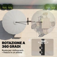Outsunny Ombrellone Decentrato da Giardino 3x2.6 m a 18 Stecche con Base a Croce, Grigio(m-6)