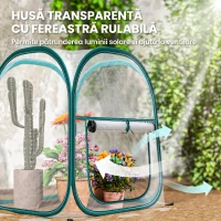 Outsunny Mini Seră Pop-Up cu Acoperire din Plastic, Fereastră Rulabilă și Geantă, 70x70x80 cm, Transparentă(m-5)