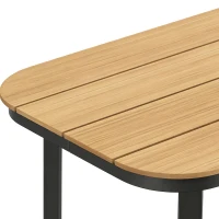 Outsunny Table de Jardin Rectangulaire pour 4-6 Personnes, Plateau en WPC à Lattes, Bords Arrondis, 155x88x72cm, Naturel(m-11)