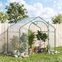 Outsunny Seră de Exterior cu Intrare cu Fermoar și Aerisire Superioară, din Plastic și Oțel, 180x100x152 cm, Transparentă(m-8)