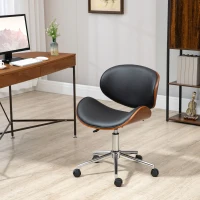 Vinsetto Cadeira de Escritório com Rodas Estofada em PU com Assento Largo e Curvado Altura Ajustável Preto(m-10)