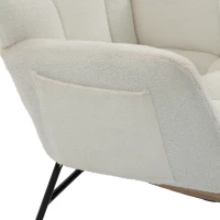 HOMCOM Poltrona de Balanço Cadeira de Baloiço em Peluche Teddy Bolsos Laterais Encosto com Orelhas e Capitão Creme(m-7)