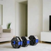 SPORTNOW Ensemble d'haltères musculation 6-en-1 haltère réglable 20 kg kettlebell, barre de musculation support pour pompes bleu(m-2)