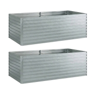 Outsunny Set van 2 Gegalvaniseerde Verhoogde Plantenbakken, 180 x 90 x 60 cm, Metalen Plantenbakken met Veilige Rand, Zilver